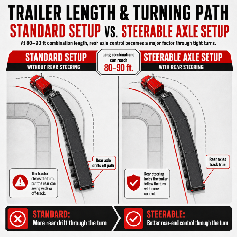 trailer length and turning path_steerable axle trailers